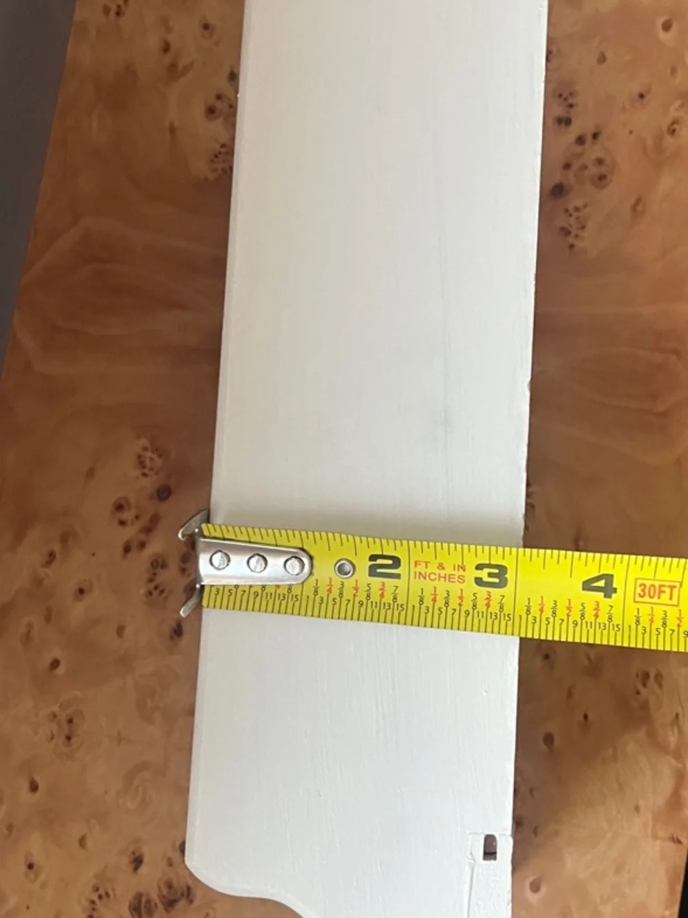 Off White / cream painted decorative Wood Wall Shelf w hooks -